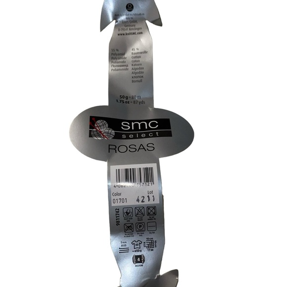 SMC Select Rosas Flower Detail Worsted Cotton Blend Yarn Red Pink 1701 Vegan - Picture 6 of 10